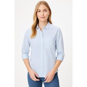 NWT LOFT Baby Blue Rayon Semi Sheer Button Down